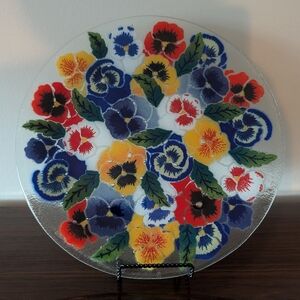 Peggy Karr Fused Art Glass Pansy Platter
